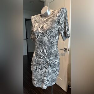 Snake print body con mini stretch dress